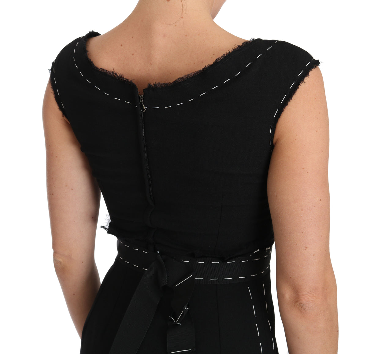 Dolce & Gabbana Black Wool Stretch A-line Sheath Women's Dress