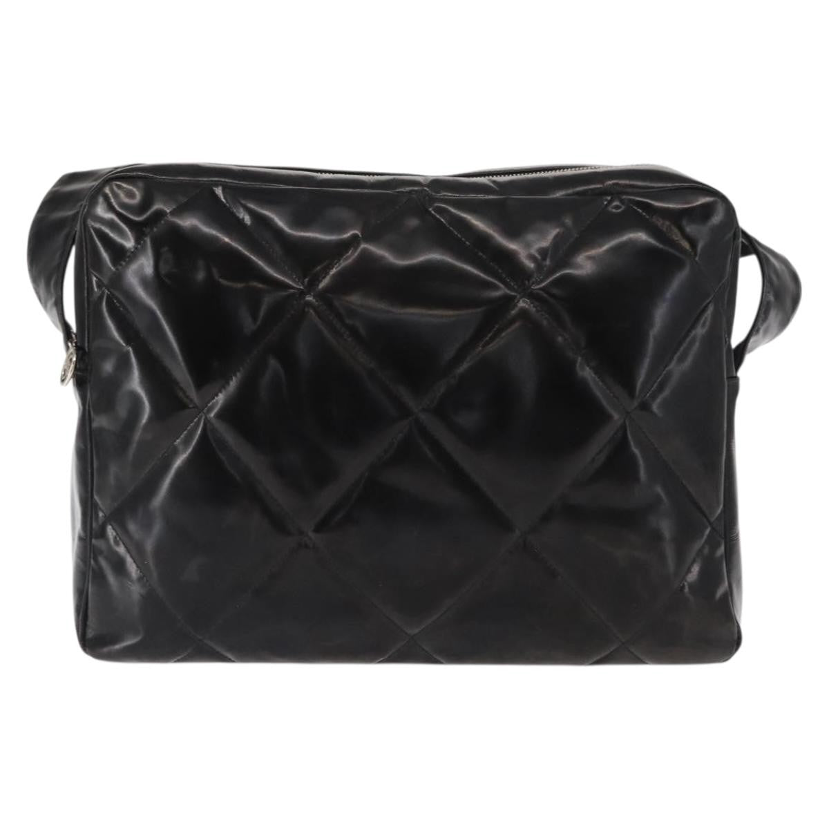 Chanel Vintage Enamel Black Patent_Leather Shoulder Bag Bag (Pre-Owned)
