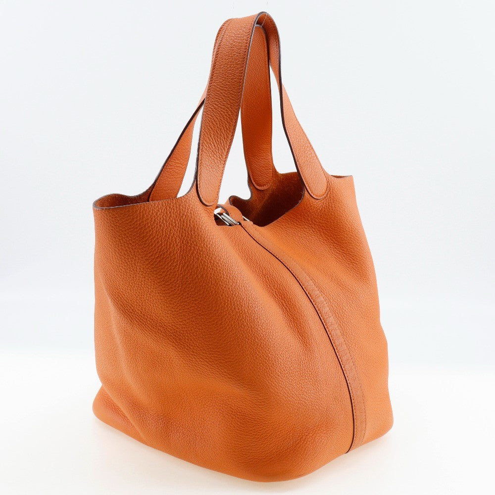 Hermes Picotin Lock Clemence Orange Leather Handbag (Pre-Owned)
