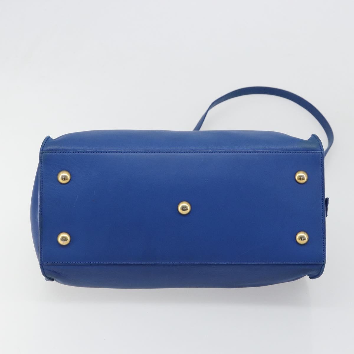 Saint Laurent Classic Y Cabas Leather Blue Leather Tote Bag Bag (Pre-Owned)