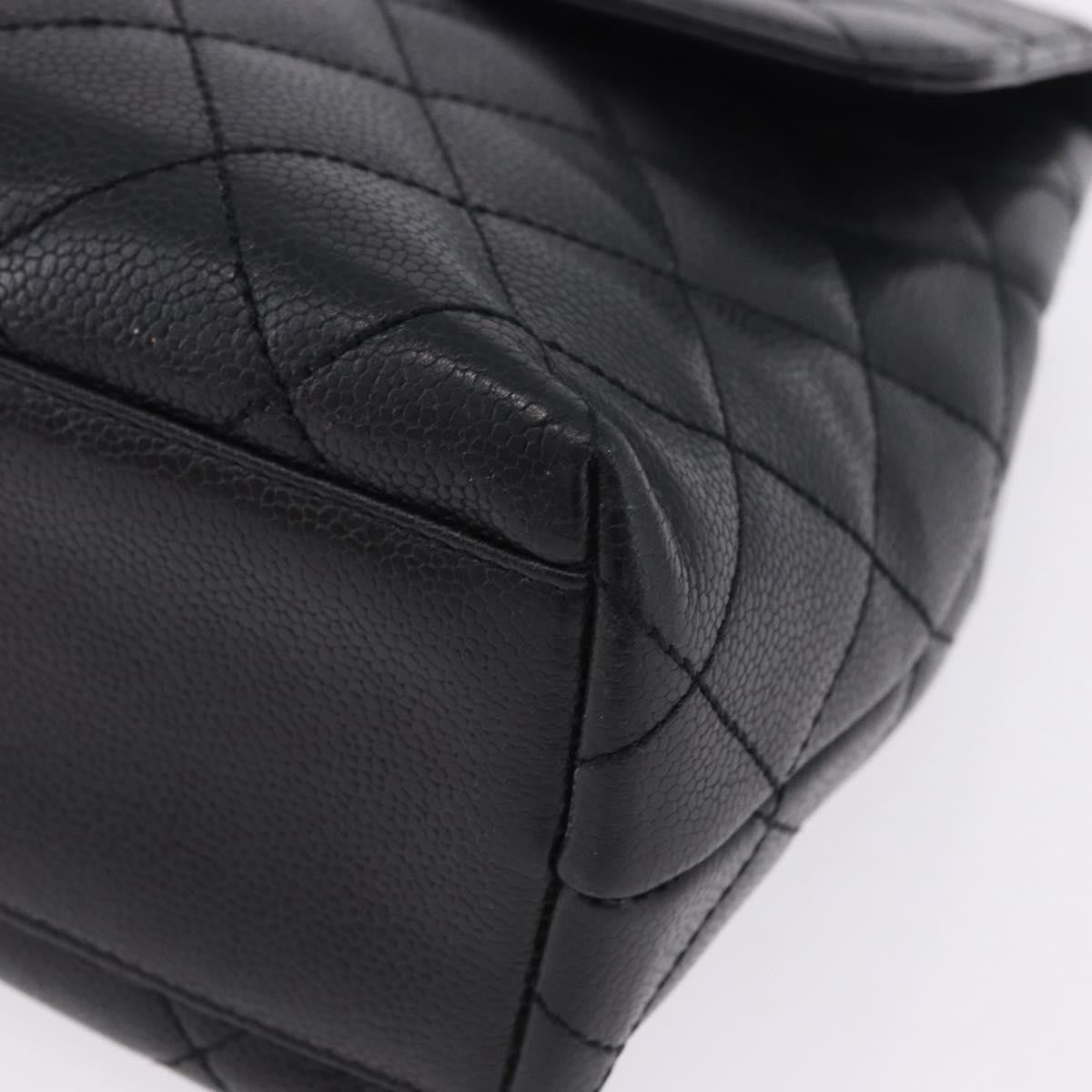 Chanel Coco Top Handle Quilted Caviar With Lizard Black Leather Handbag (Pre-Owned)
