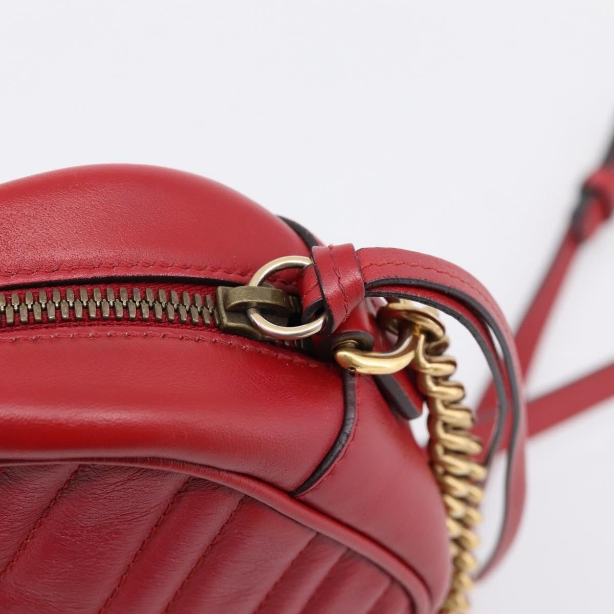 Gucci Gg Marmont Matelasse Leather Red Leather Shoulder Bag Bag (Pre-Owned)