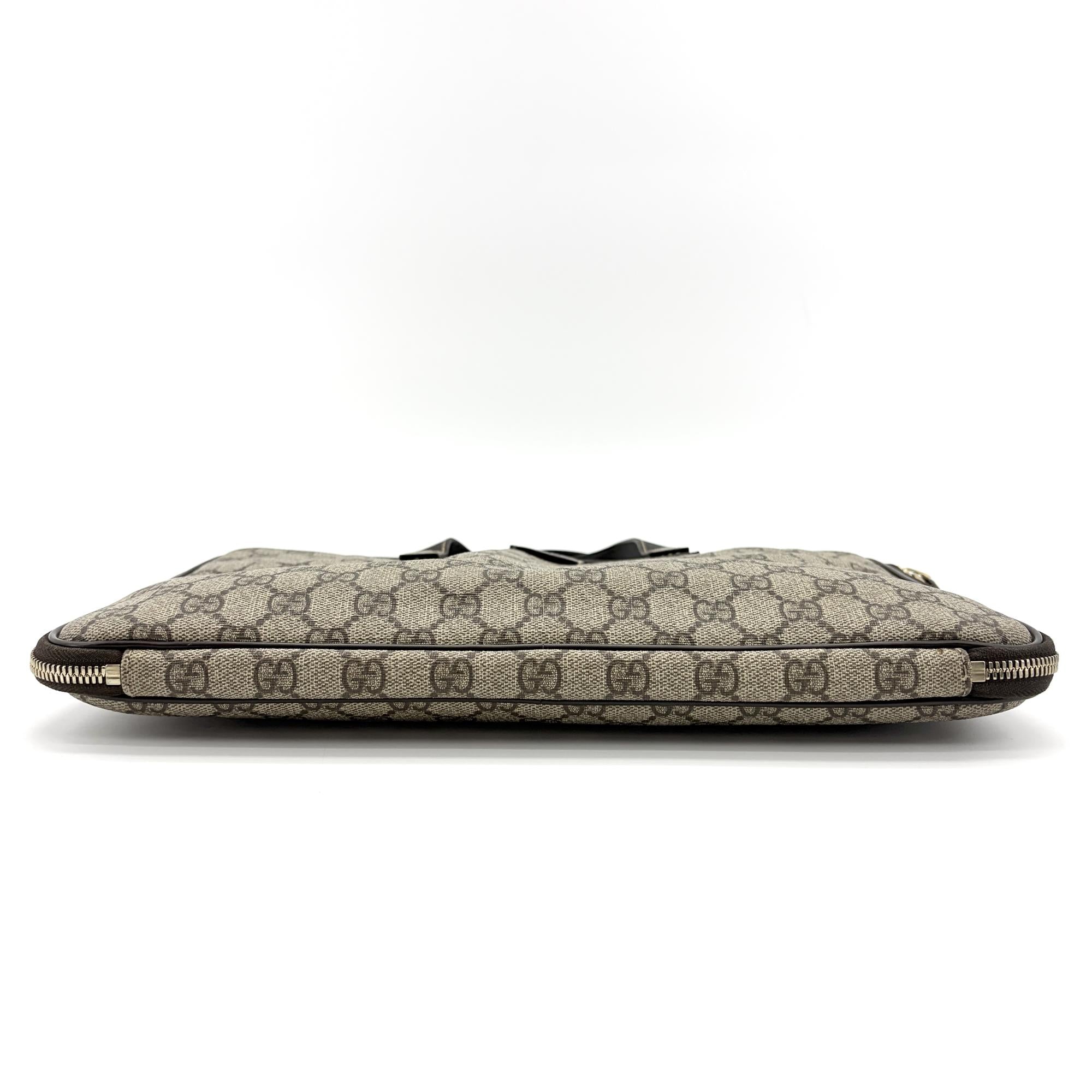 Gucci Laptop Gg Coated Canvas Brown Canvas Briefcase Bag (Pre-Owned)