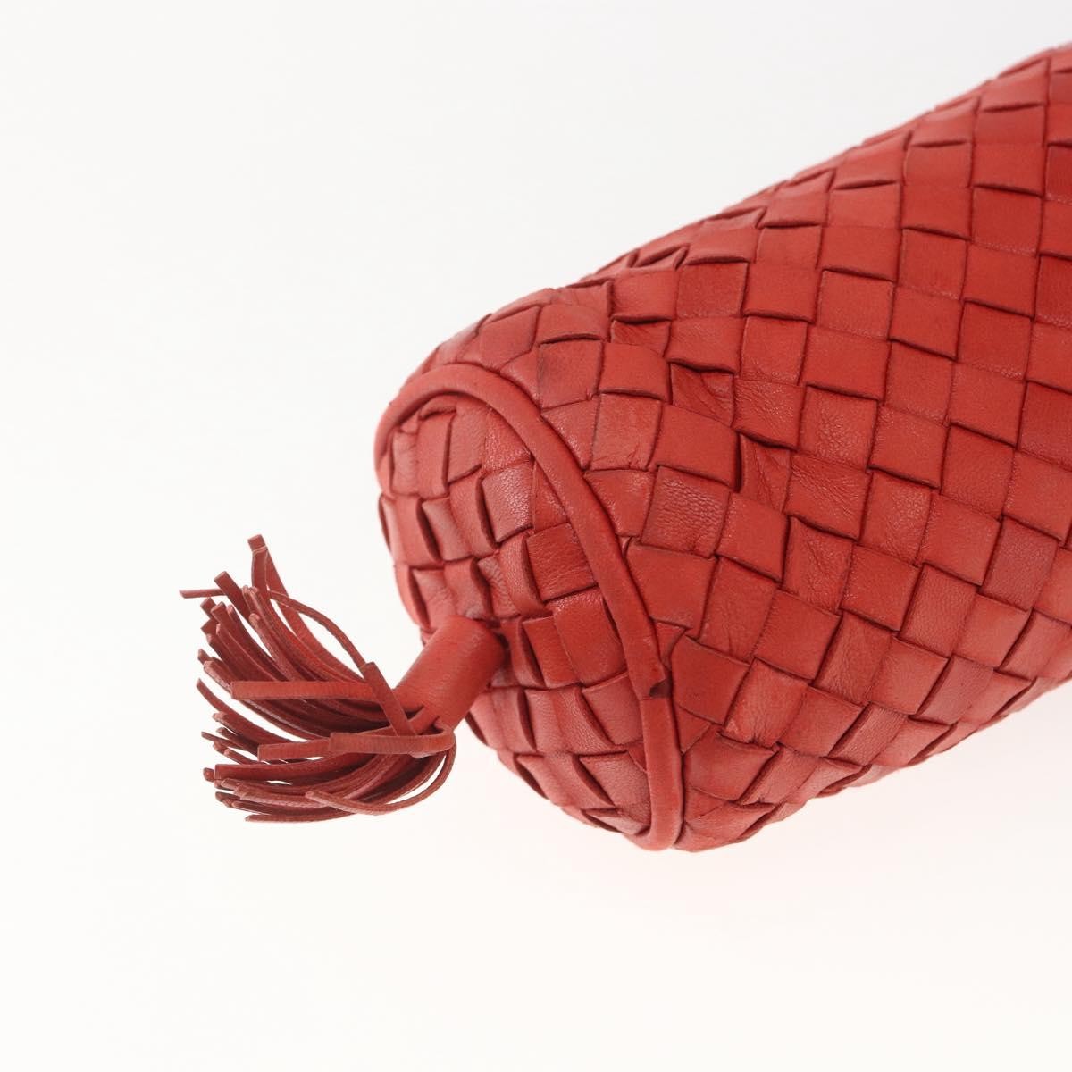 Bottega Veneta Intrecciato Clutch Leather Red Leather Clutche & Pouche Bag (Pre-Owned)