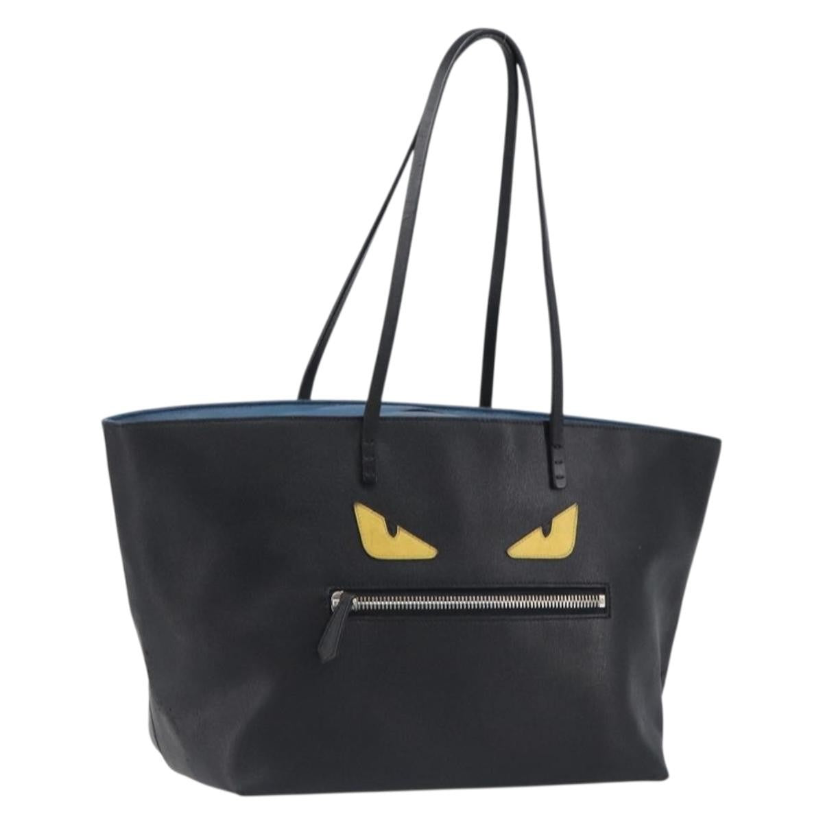 Fendi Monster Roll Leather Black Leather Tote Bag Bag (Pre-Owned)