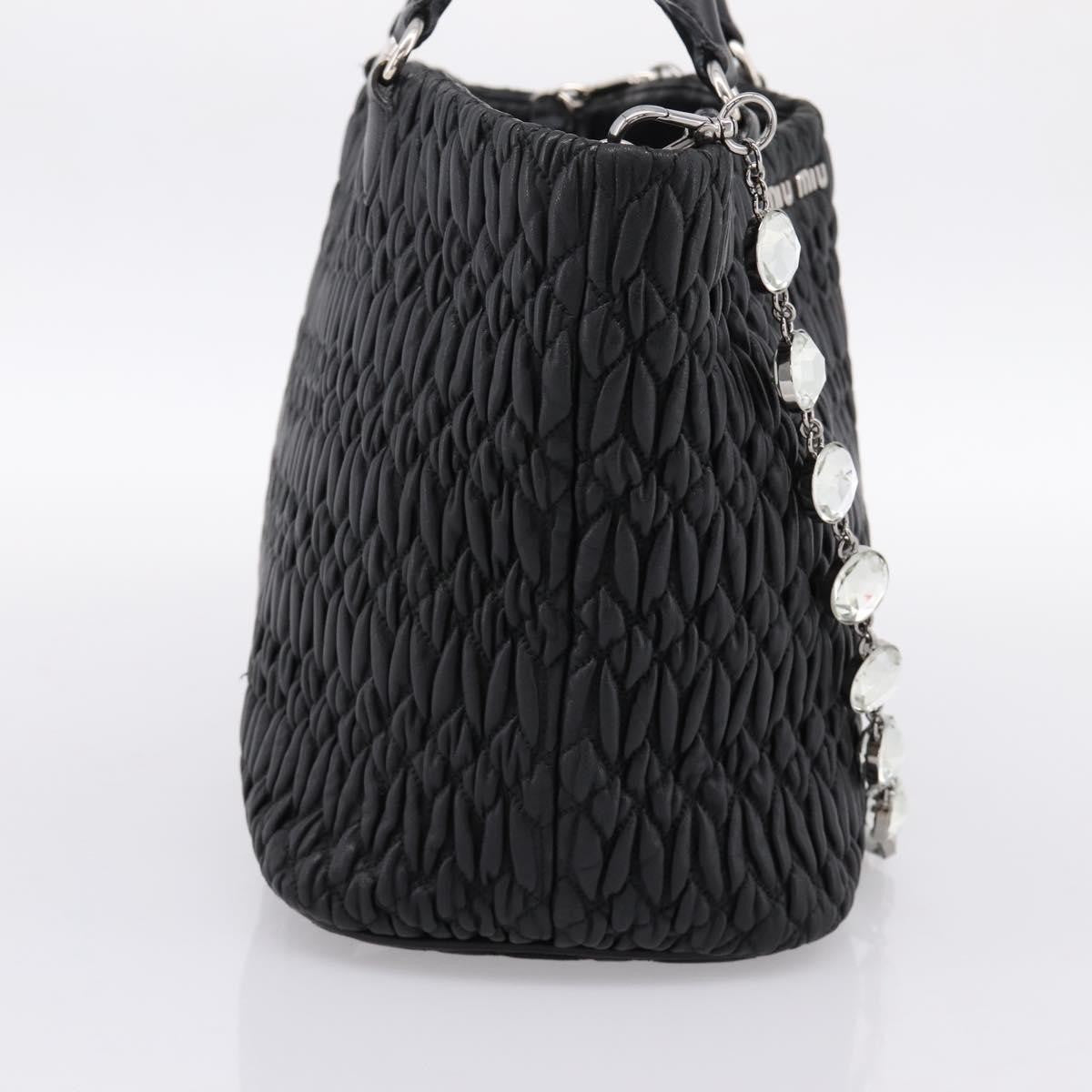 Miu Miu Shopper Tote Matelasse Leather Black Leather Handbag (Pre-Owned)