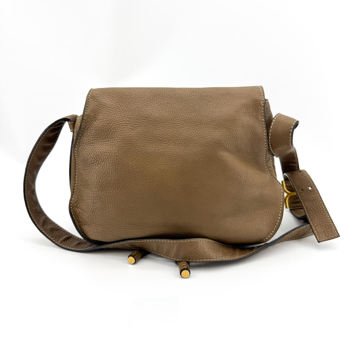 Chloe Marcie Saddle Leather Brown Leather Shoulder Bag Bag (Pre-Owned)