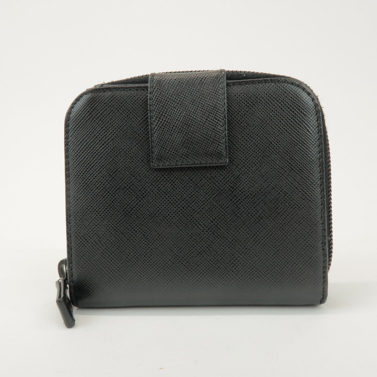 Prada Bifold Zip Around Saffiano Leather Black Leather Wallets Accessory (Pre-Owned)