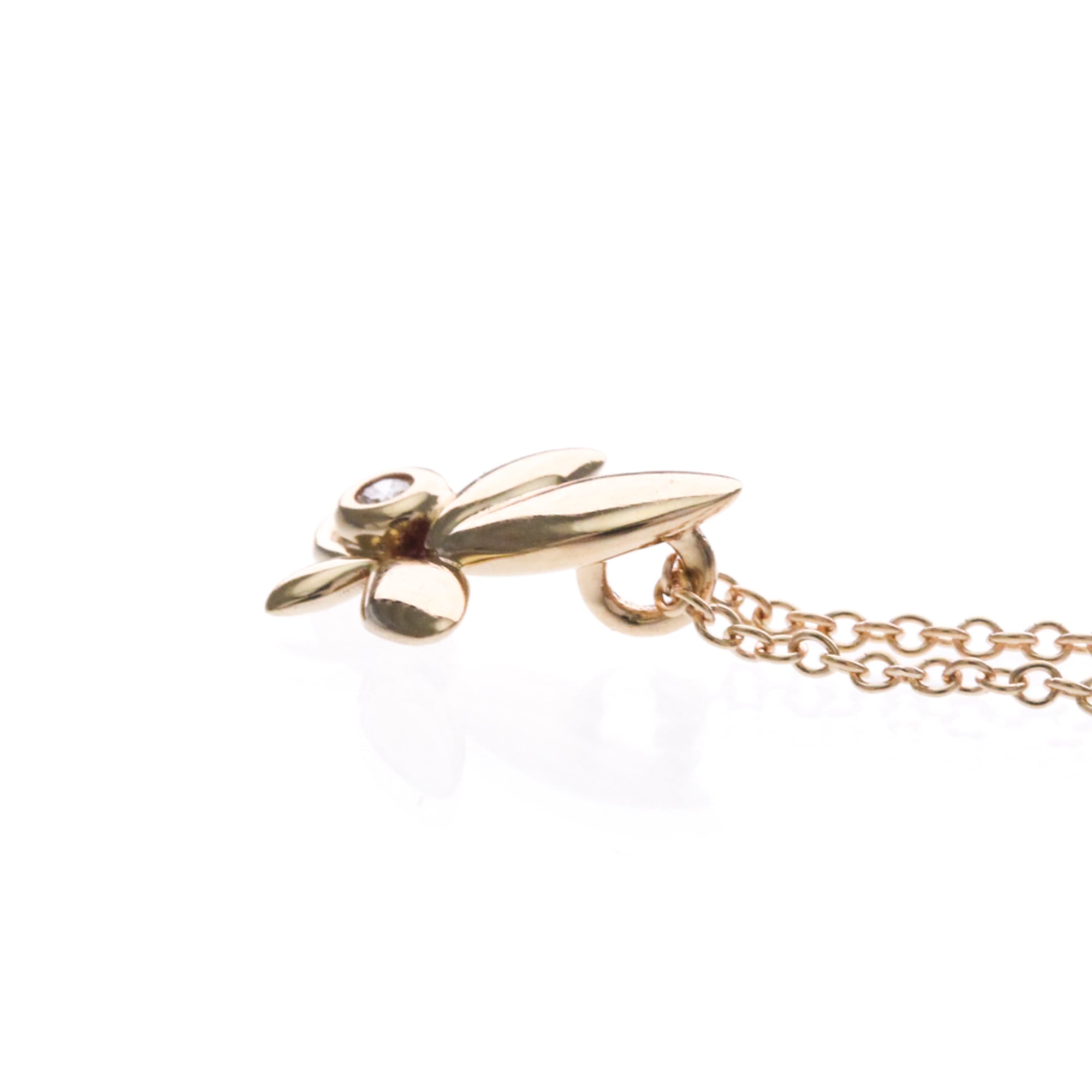 Tiffany & Co. Paloma Picasso Olive Leaf Pendant 18K Rose Gold With Diamond Gold Pink_Gold Necklace Jewelry (Pre-Owned)