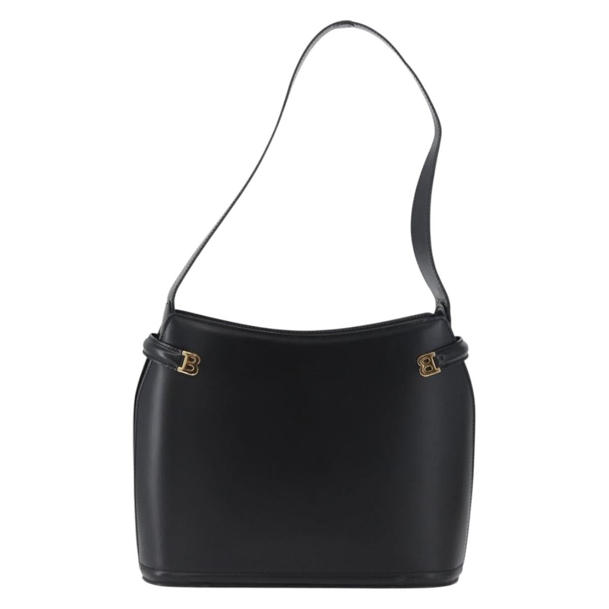 Bally Vintage Leather Black Leather Handbag (Pre-Owned)