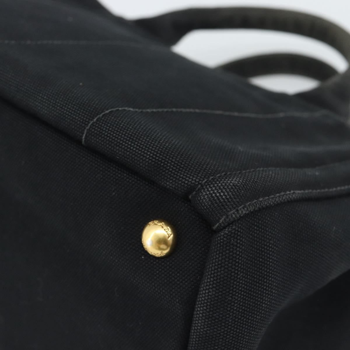 Prada Canapa Convertible Tote Rhinestone Embellished Canvas Black Canvas Handbag (Pre-Owned)