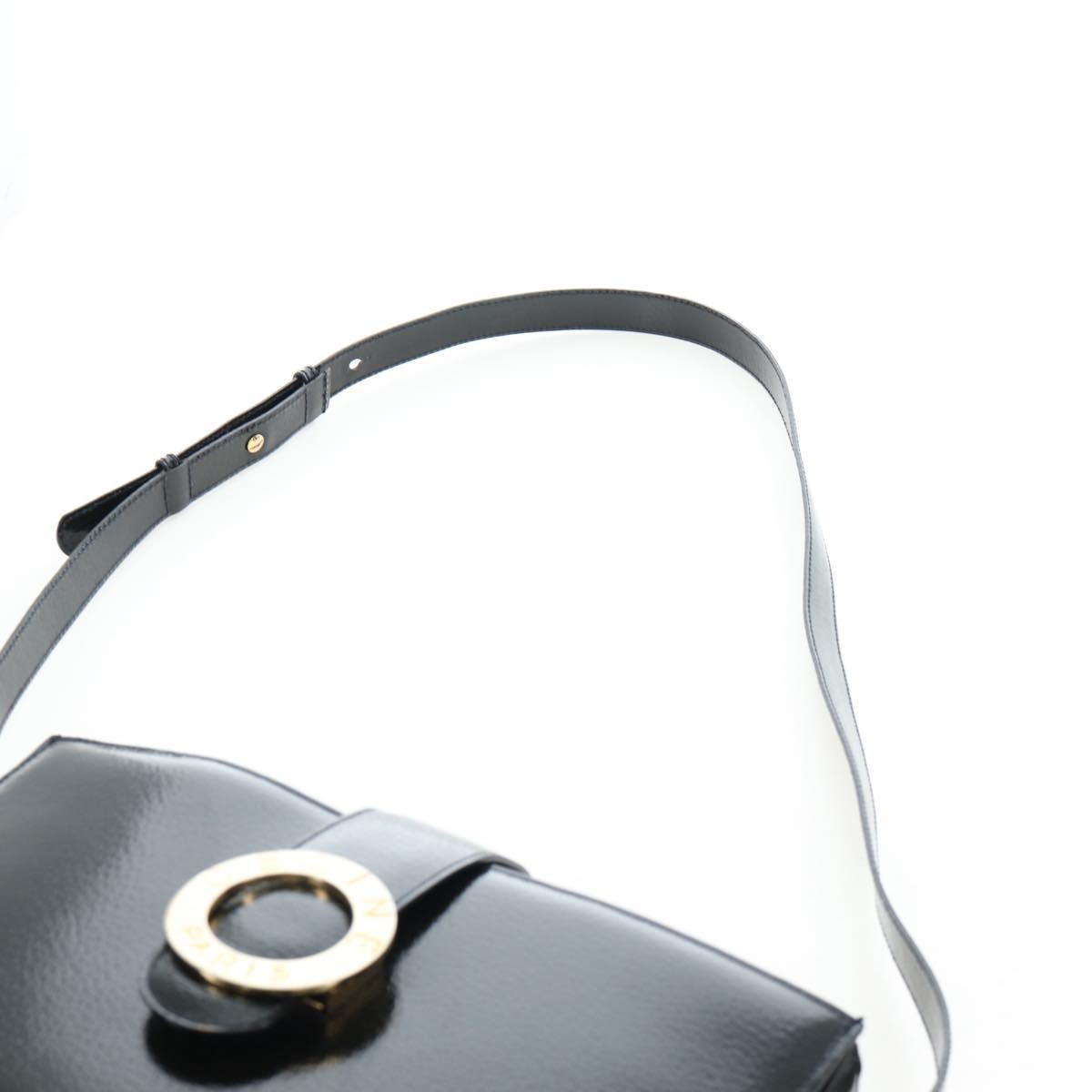 Celine Vintage Logo Ring Shoulder Bag Patent Leather Green Patent_Leather Shoulder Bag Bag (Pre-Owned)