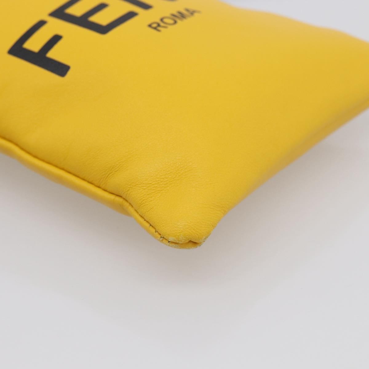 Fendi Logo Drawstring Leather Yellow Leather Handbag (Pre-Owned)