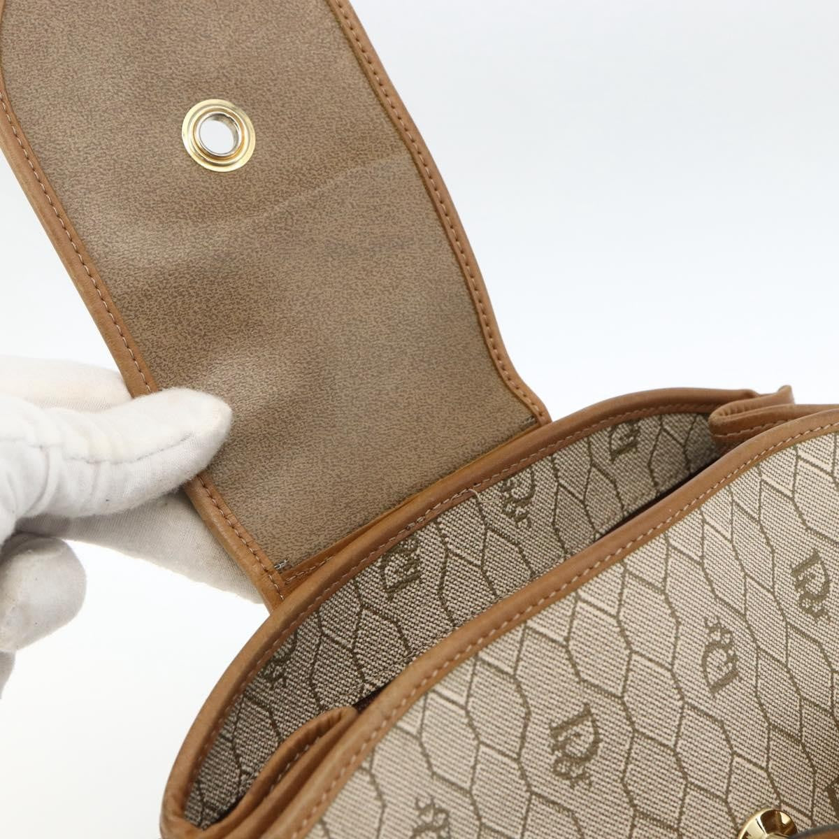 Christian Dior Vintage Honeycomb Canvas And Leather Beige Canvas Shoulder Bag Bag (Pre-Owned)