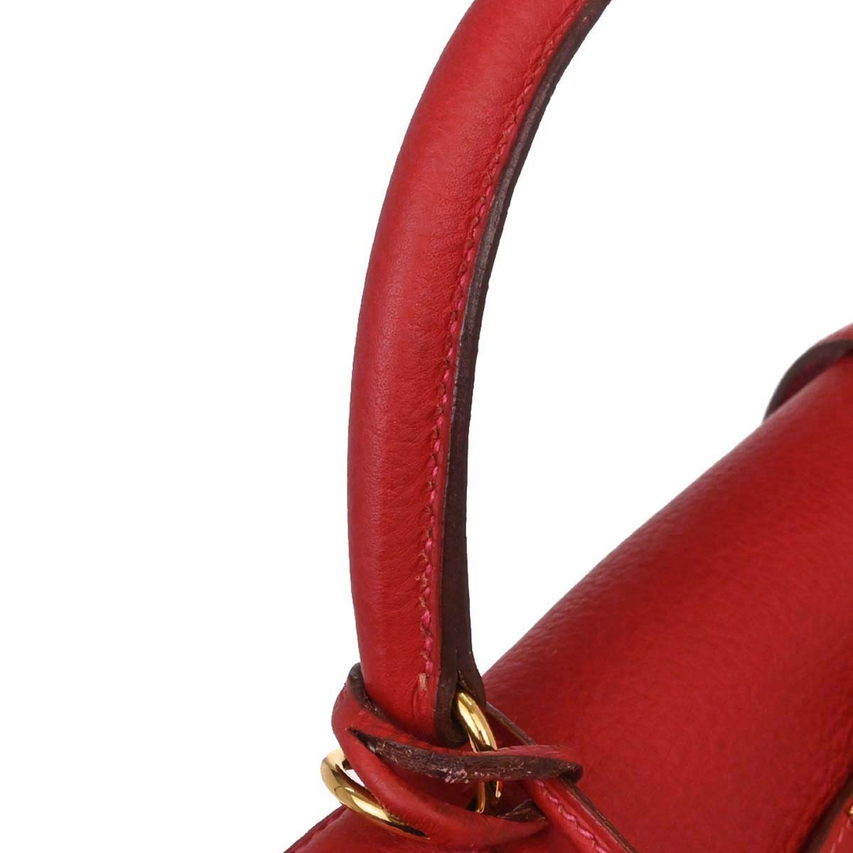 Hermes Kelly Red Togo With Gold Hardware Red Leather Handbag (Pre-Owned)
