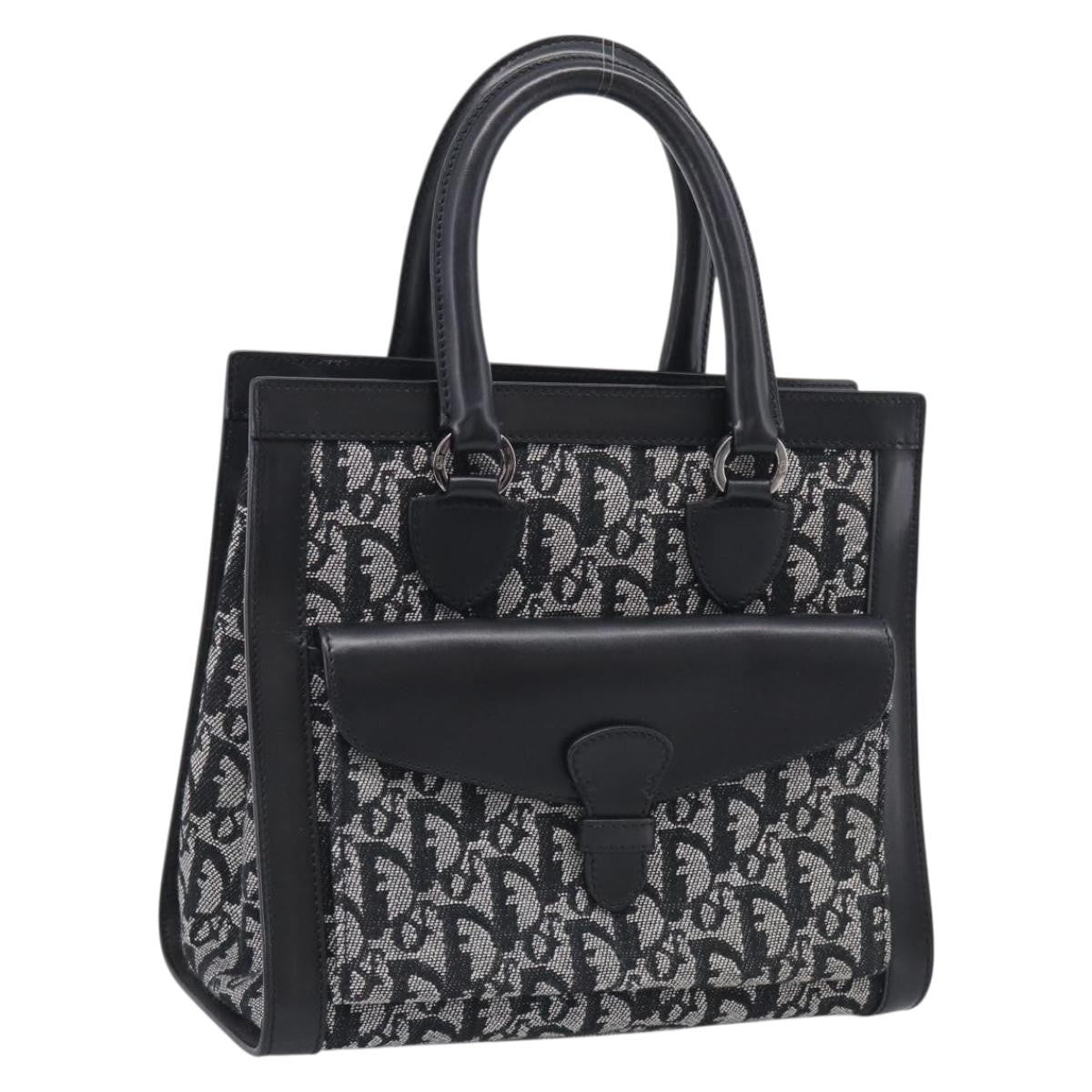 Christian Dior Vintage Trotter Pocket Diorissimo Canvas Black Canvas Tote Bag Bag (Pre-Owned)