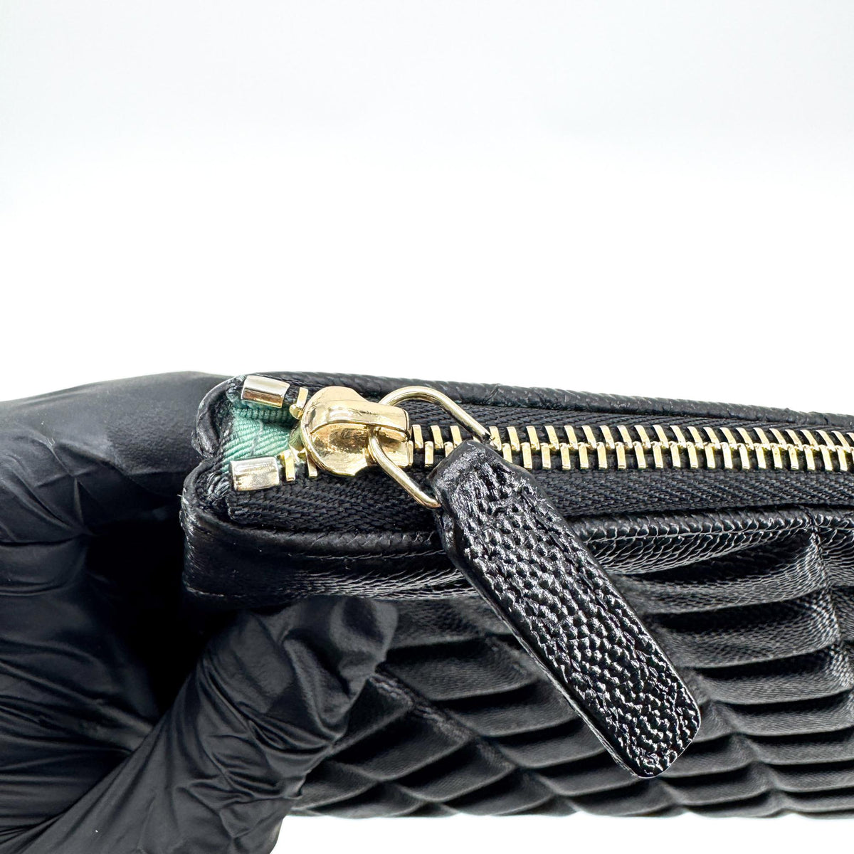 Chanel O Case Clutch Quilted Caviar Black Leather Clutche & Pouche Bag (Pre-Owned)