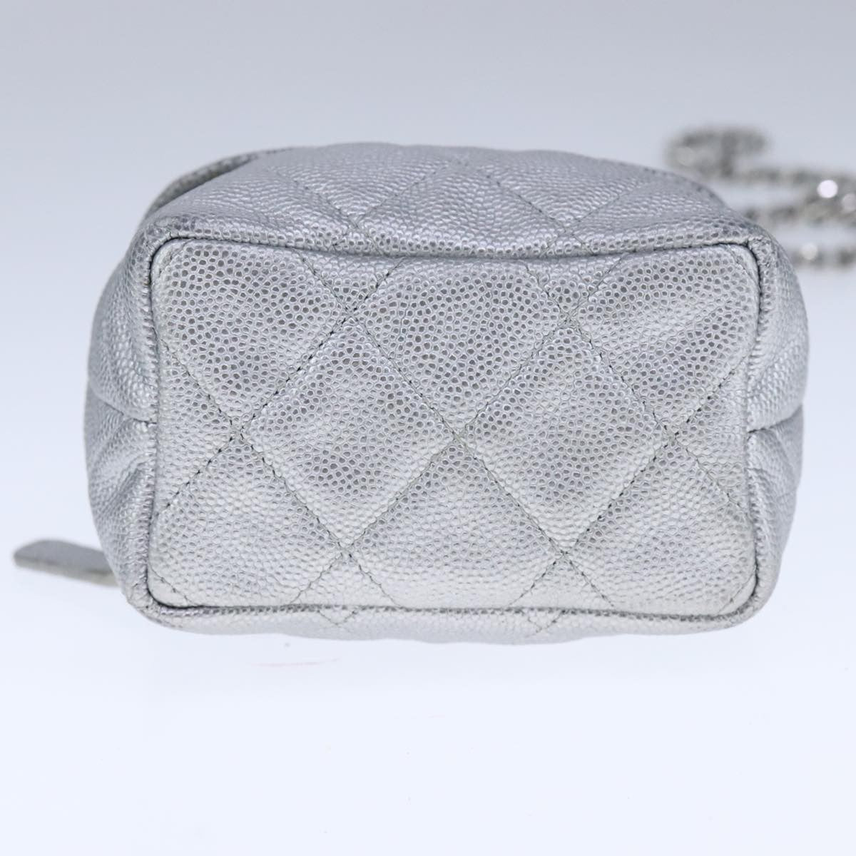 Chanel Classic Vanity Case With Chain Quilted Caviar Silver Leather Shoulder Bag Bag (Pre-Owned)