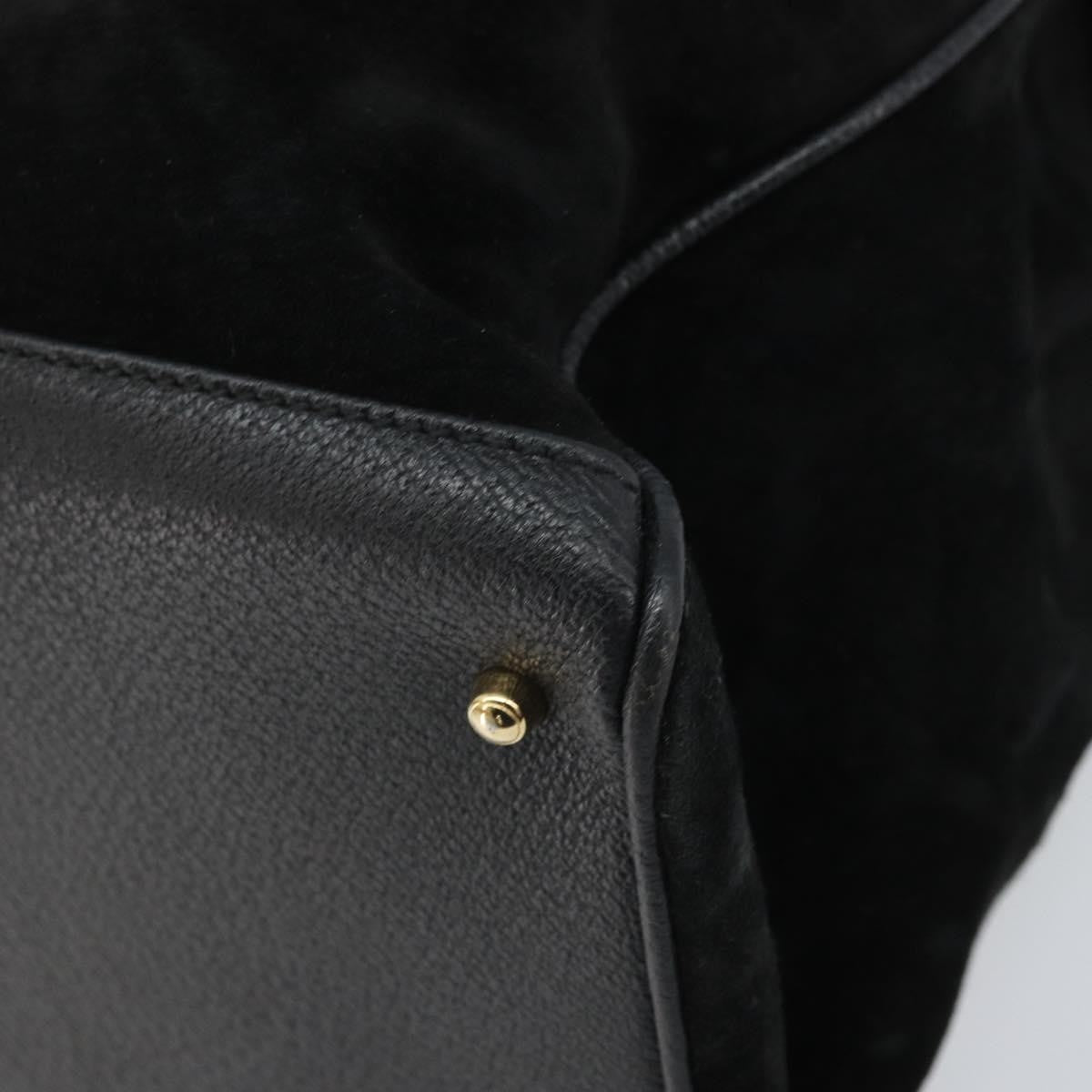 Gucci Bamboo Suede Black Suede Tote Bag Bag (Pre-Owned)