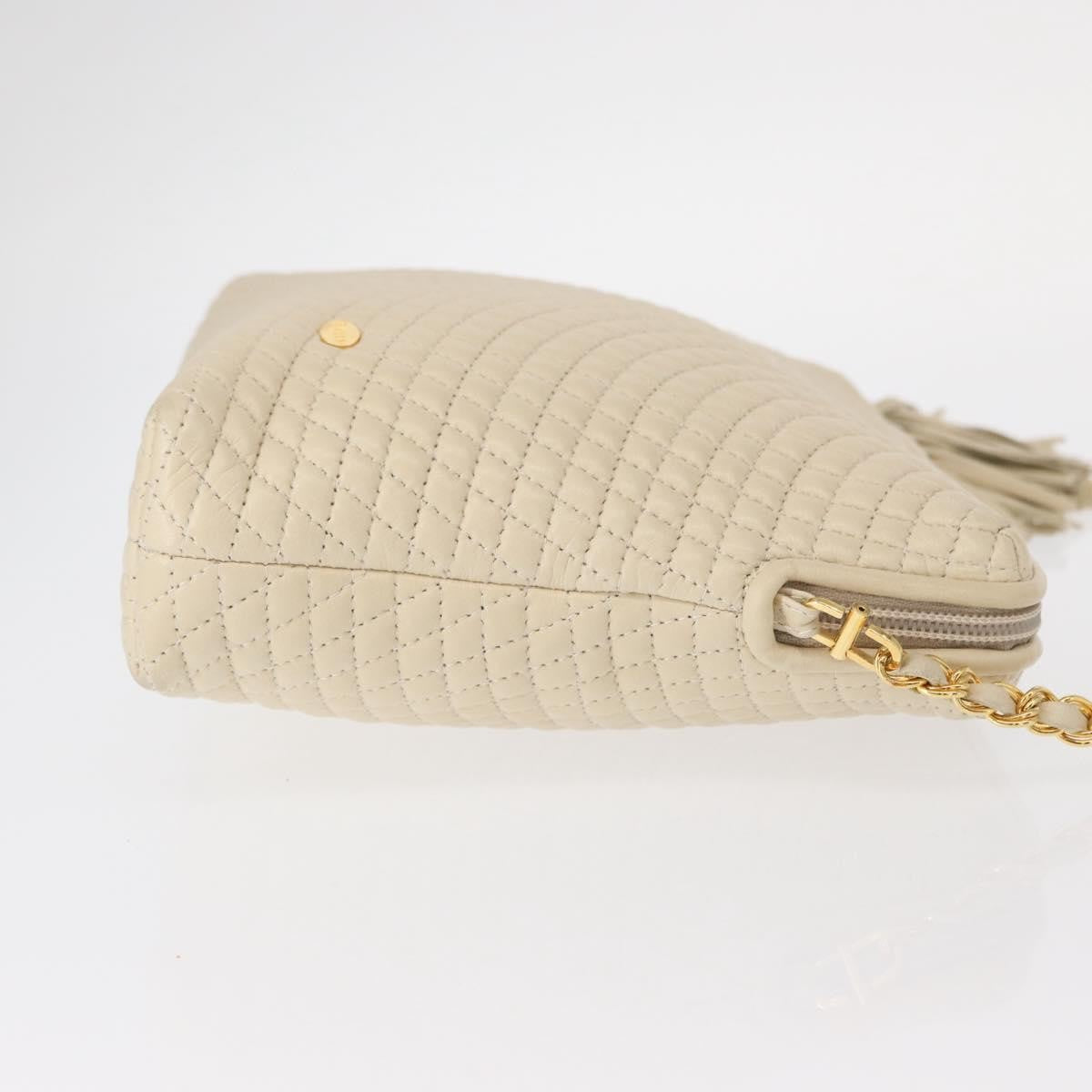 Bally Vintage Chain Quilted Leather Beige Leather Shoulder Bag Bag (Pre-Owned)
