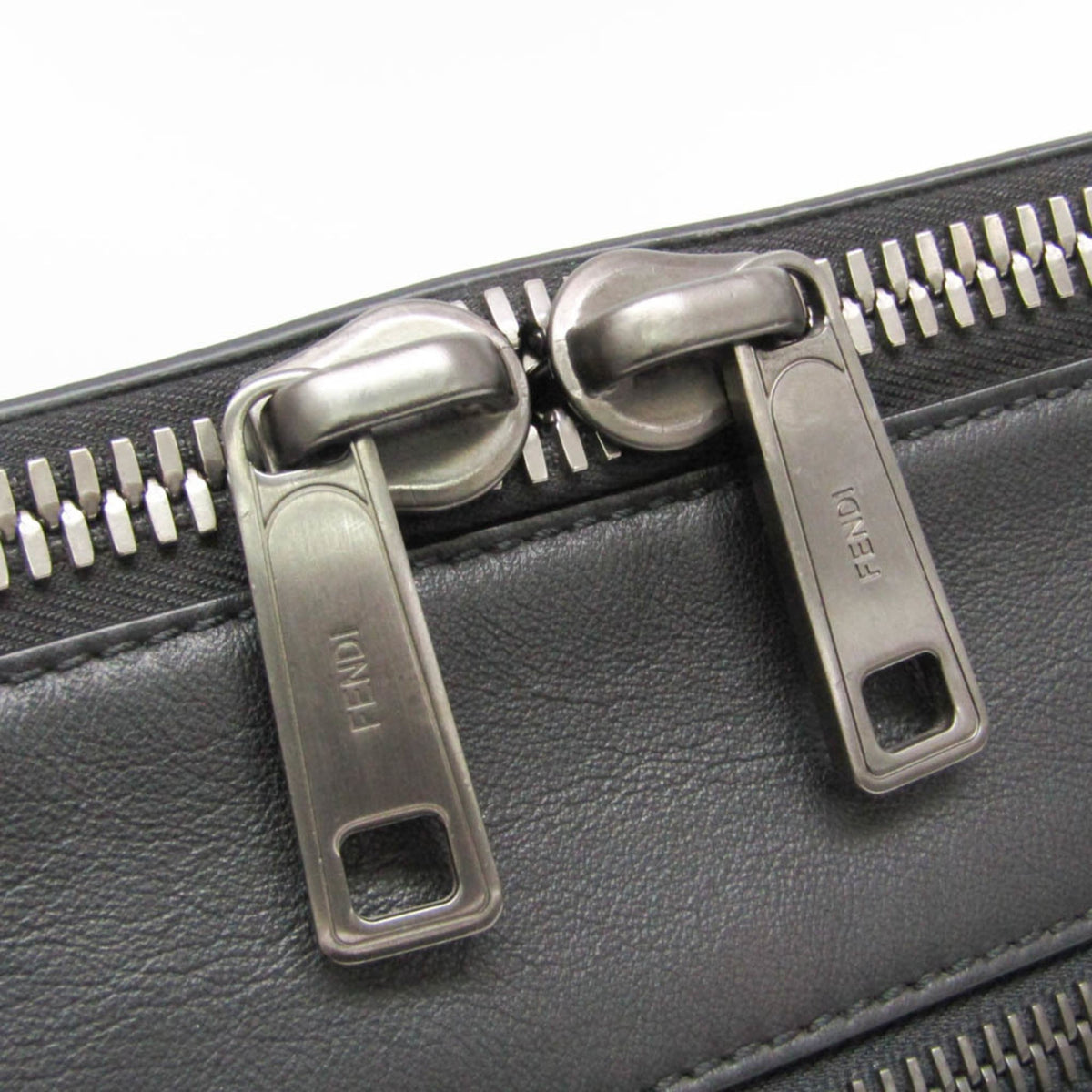 Fendi Convertible Document Holder Leather Black Leather Briefcase Bag (Pre-Owned)