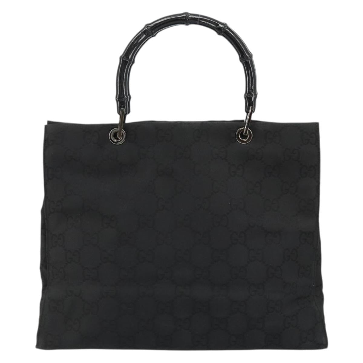 Gucci Vintage Bamboo Handle Tote Gg Canvas Black Canvas Tote Bag Bag (Pre-Owned)