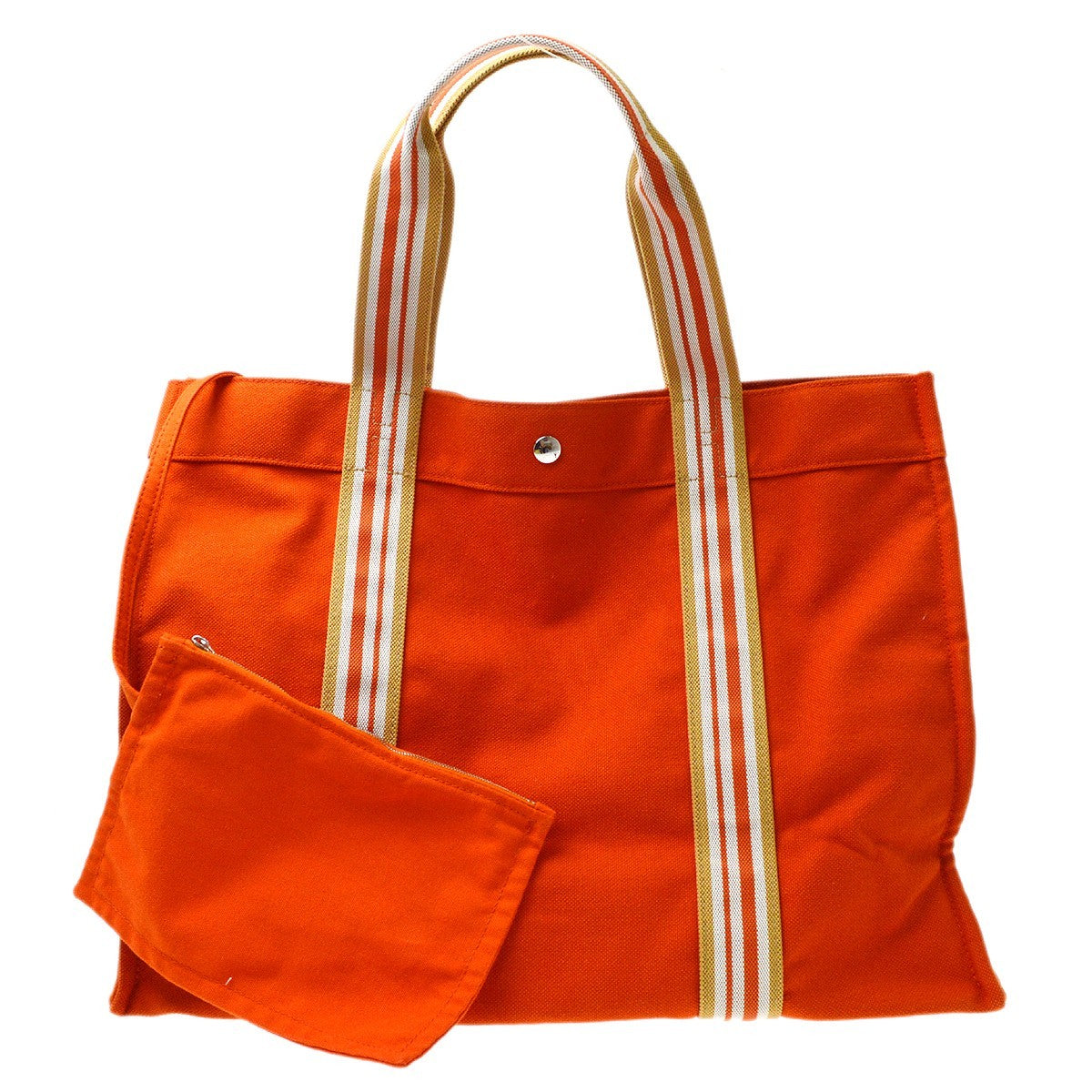 Hermes Beach Tote Cotton Orange Cotton Tote Bag Bag (Pre-Owned)