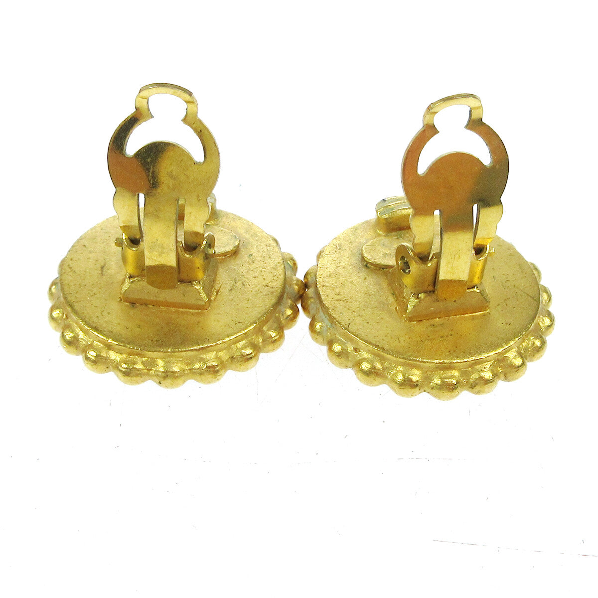 Chanel Cc Round Metal Gold Gold_Plated Earrings Jewelry (Pre-Owned)