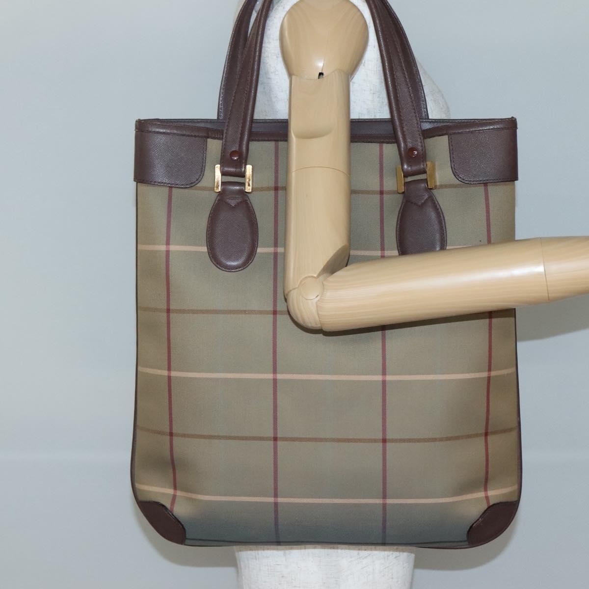Burberry Nova Check Tote Canvas And Leather Beige Canvas Tote Bag Bag (Pre-Owned)