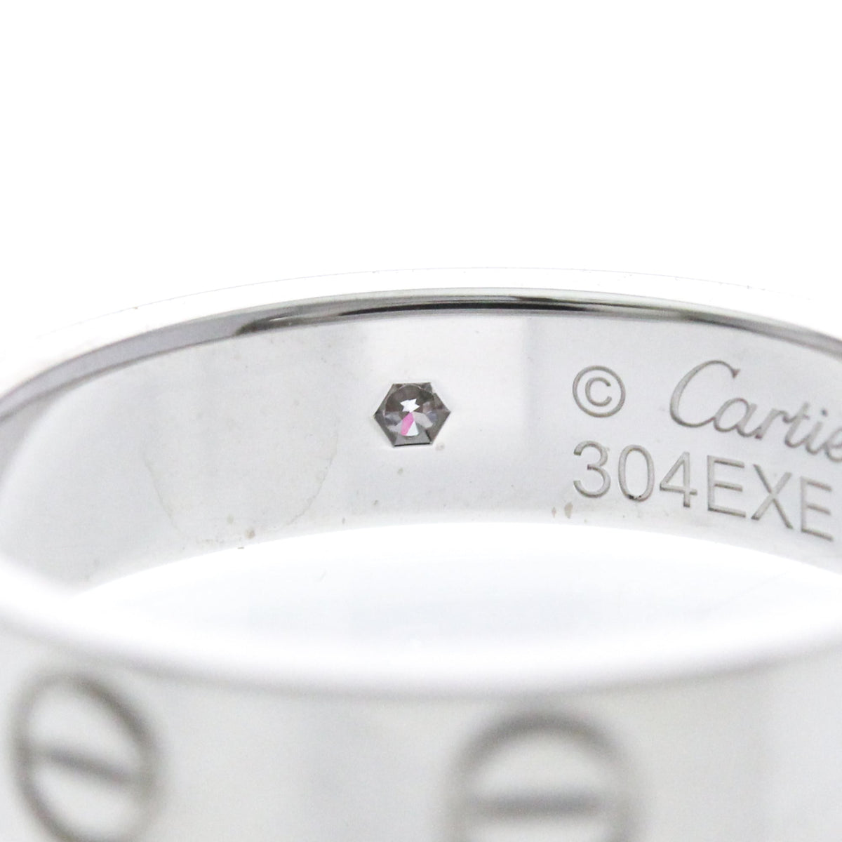 Cartier Love 1 Diamond Band White Gold And Diamond Silver White_Gold Ring Jewelry (Pre-Owned)