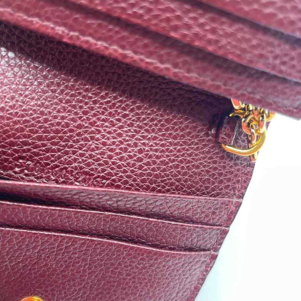 Gucci Zumi Burgundy Leather Gold Chain Bi-Fold w/box Mini Wallet