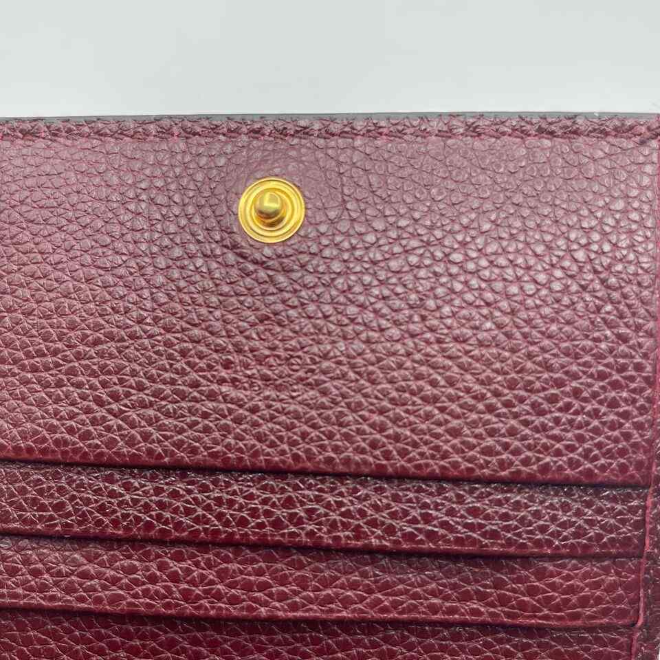 Gucci Zumi Burgundy Leather Gold Chain Bi-Fold w/box Mini Wallet