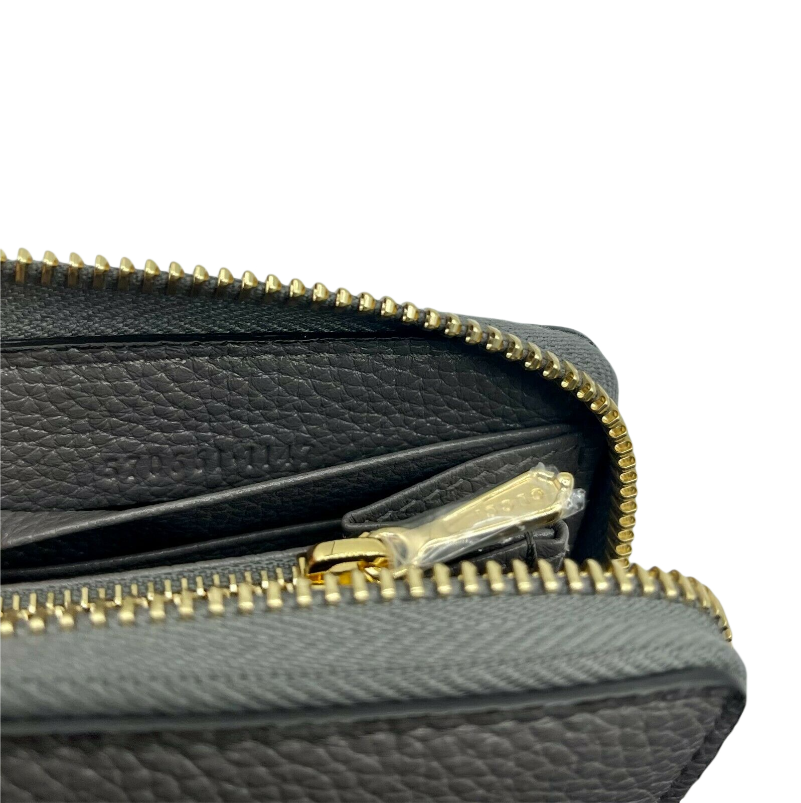 Gucci Zumi Grey Leather Zip Around with Metal GG Logo Wallet