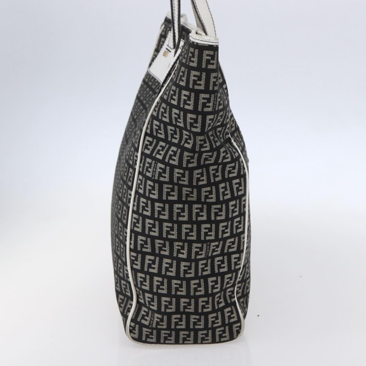 Fendi Zucca Tote Canvas Black Canvas Tote Bag Bag (Pre-Owned)