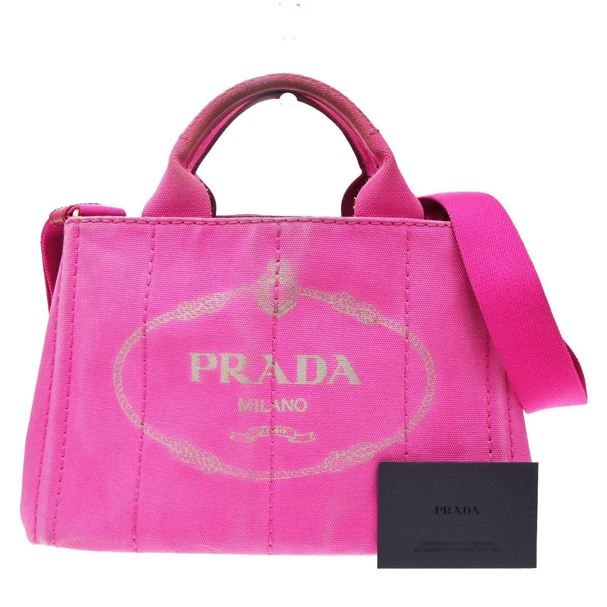 Prada Canapa Open Tote Canvas Pink Canvas Tote Bag Bag (Pre-Owned)
