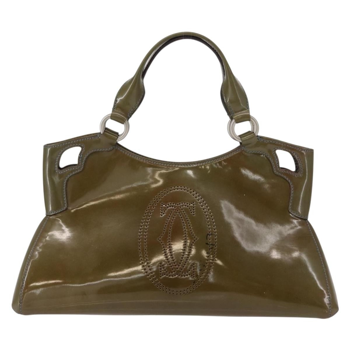 Cartier Marcello Patent Leather Khaki Patent_Leather Handbag (Pre-Owned)
