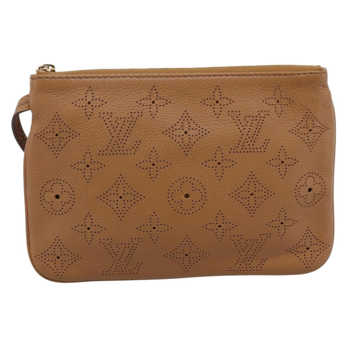 Louis Vuitton Selene Pochette Mahina Leather Camel Leather Clutche & Pouche Bag (Pre-Owned)