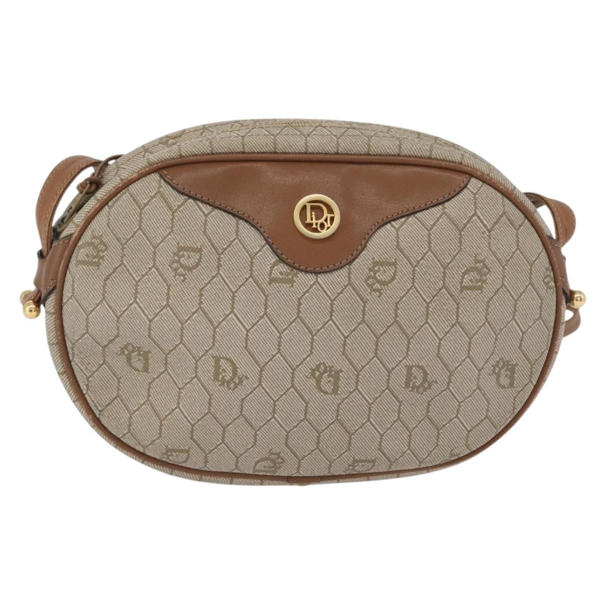 Christian Dior Vintage Honeycomb Canvas And Leather Beige Canvas Shoulder Bag Bag (Pre-Owned)