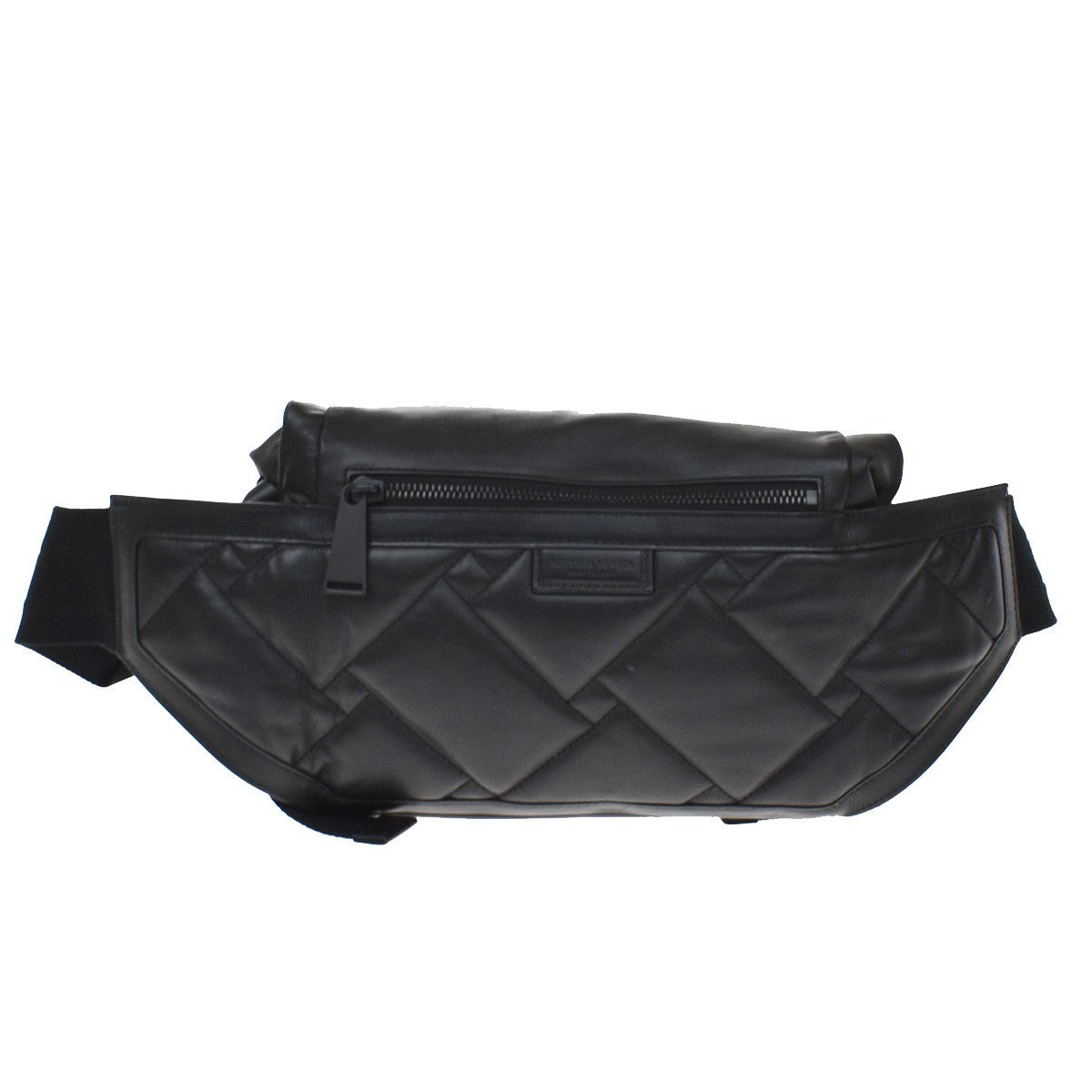 Bottega Veneta Folding Top Belt Perforated Leather Black Leather Handbag (Pre-Owned)