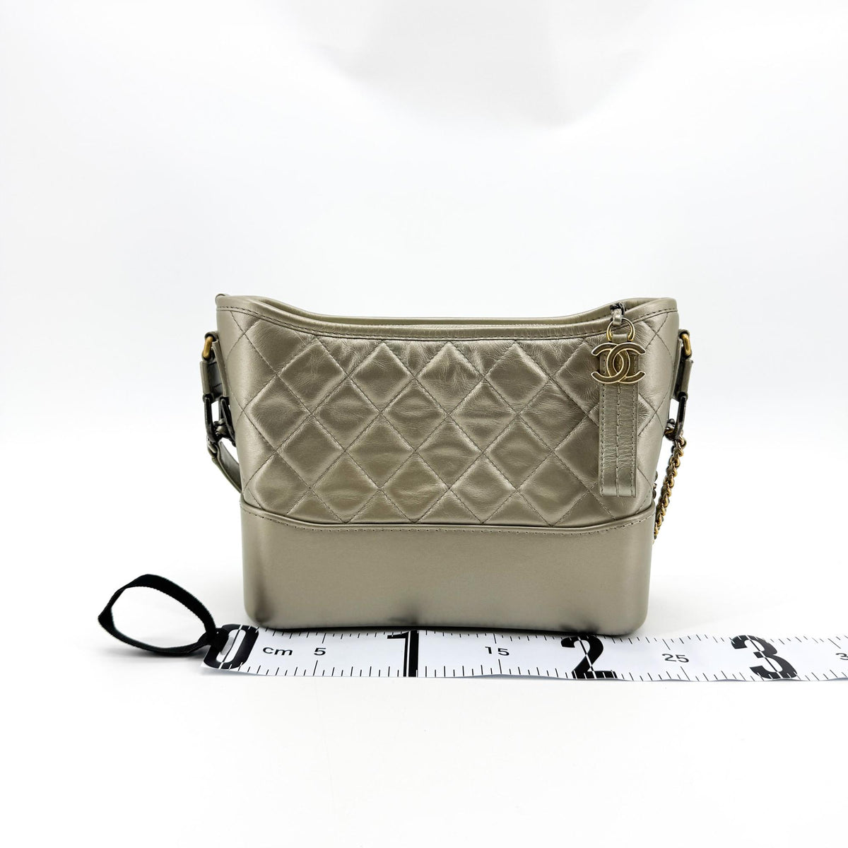 Chanel Gabrielle Quilted Aged Calfskin Gold Leather Backpack Bag (Pre-Owned)