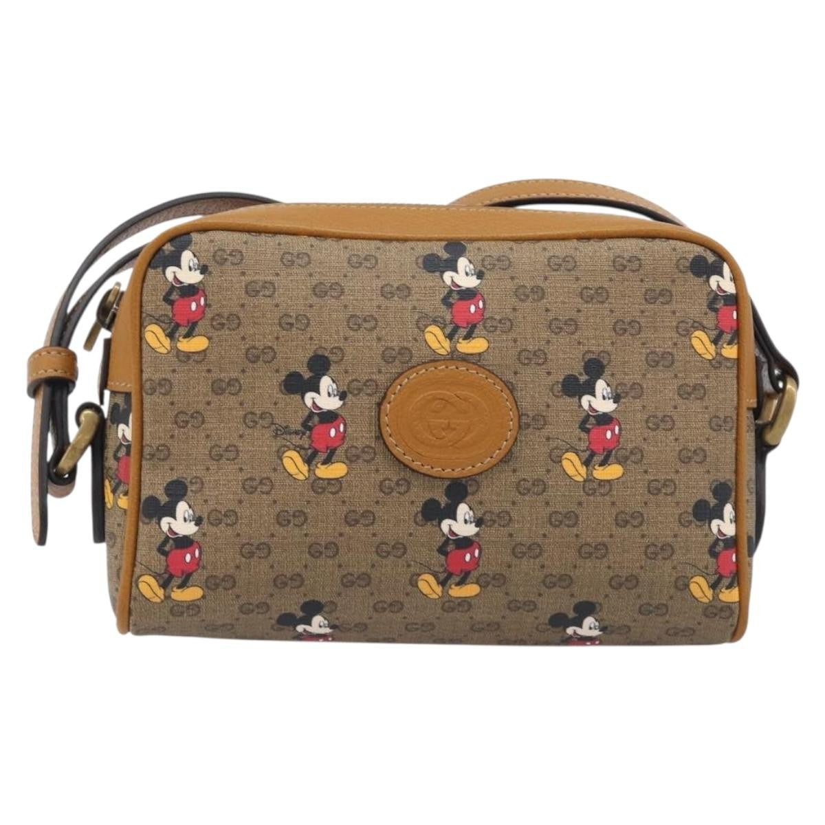 Gucci Disney Mickey Mouse Printed Mini Gg Coated Canvas Beige Canvas Backpack Bag (Pre-Owned)
