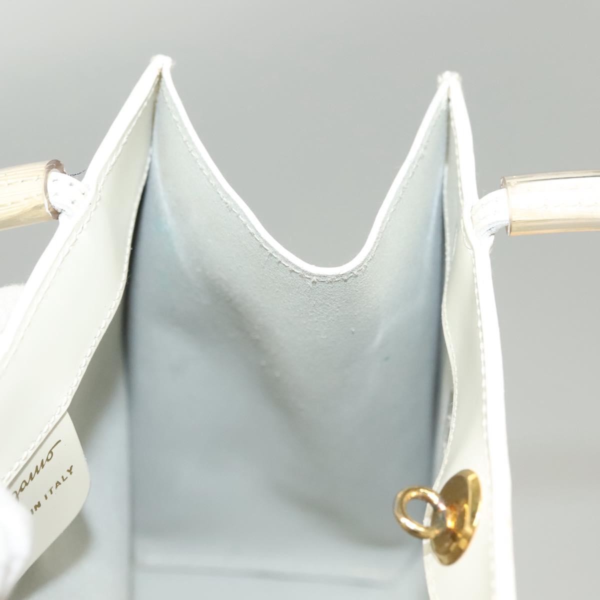 Salvatore Ferragamo Vintage Patent Leather White Patent_Leather Handbag (Pre-Owned)