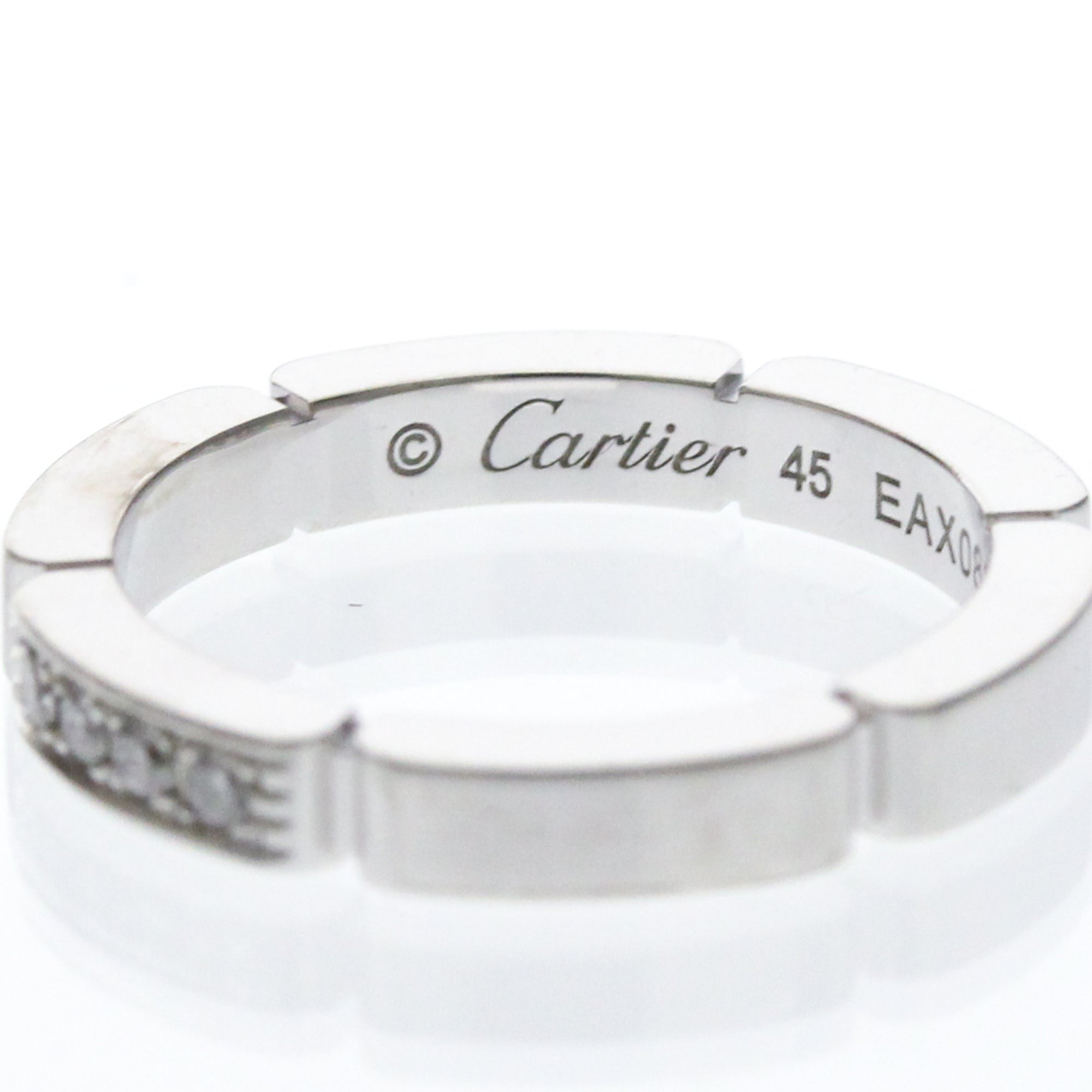 Cartier Maillon Panthere Band 18K White Gold With 4 Diamonds Silver White_Gold Ring Jewelry (Pre-Owned)