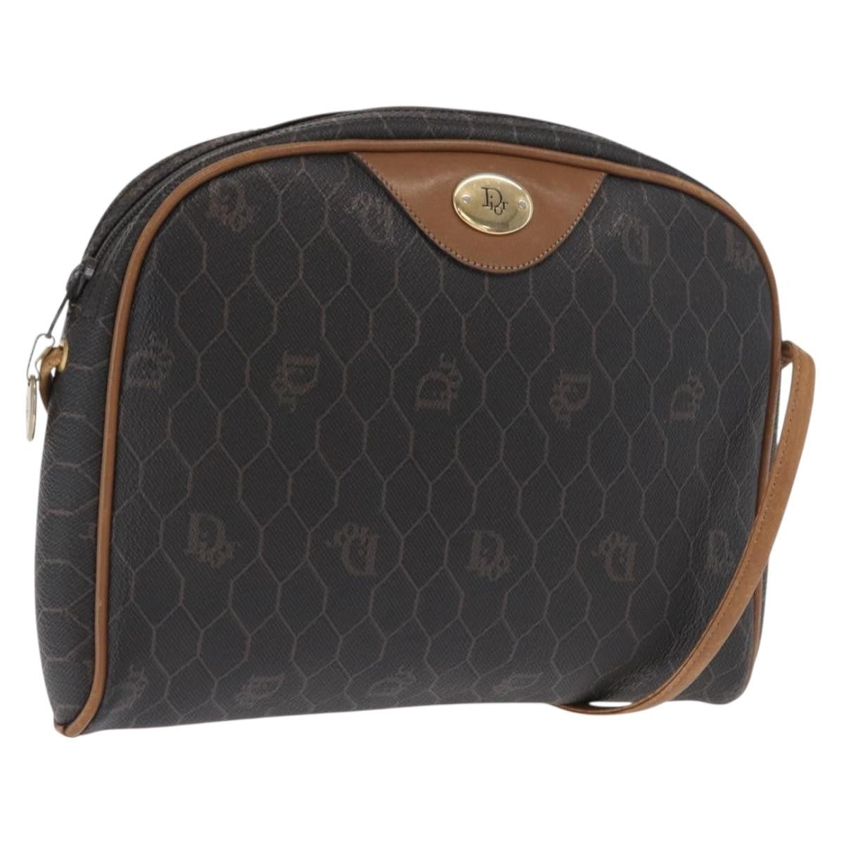 Christian Dior Vintage Honeycomb Canvas And Leather Black Canvas Shoulder Bag Bag (Pre-Owned)