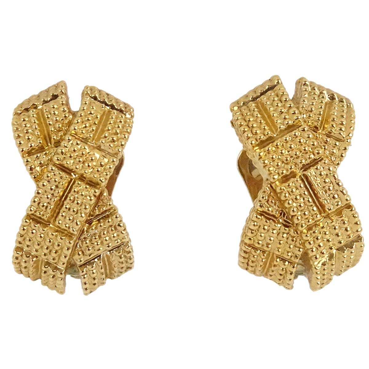 Christian Dior Vintage Clip-On Metal Gold Gold_Plated Earrings Jewelry (Pre-Owned)