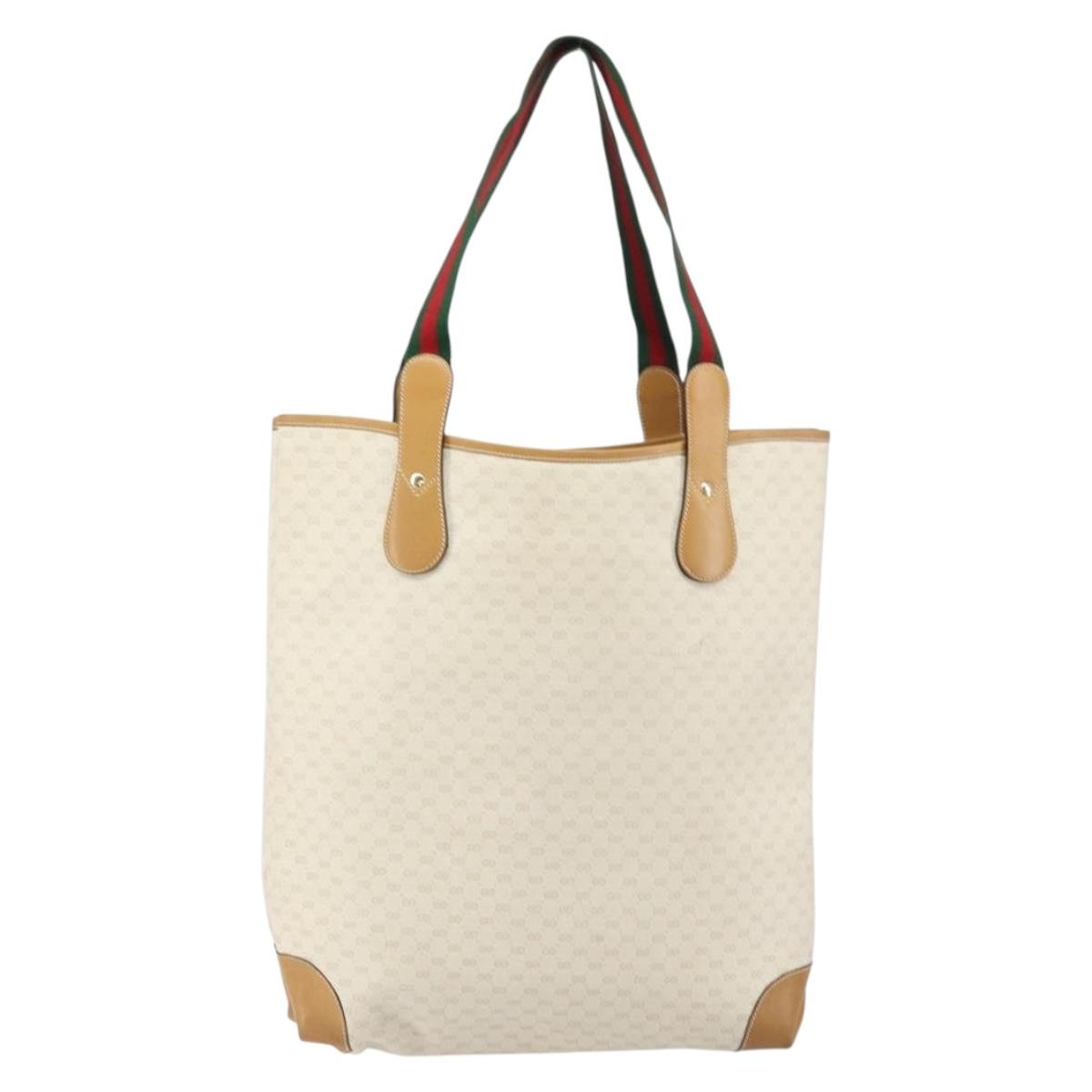 Gucci Vintage Tote Canvas White Pvc Tote Bag Bag (Pre-Owned)