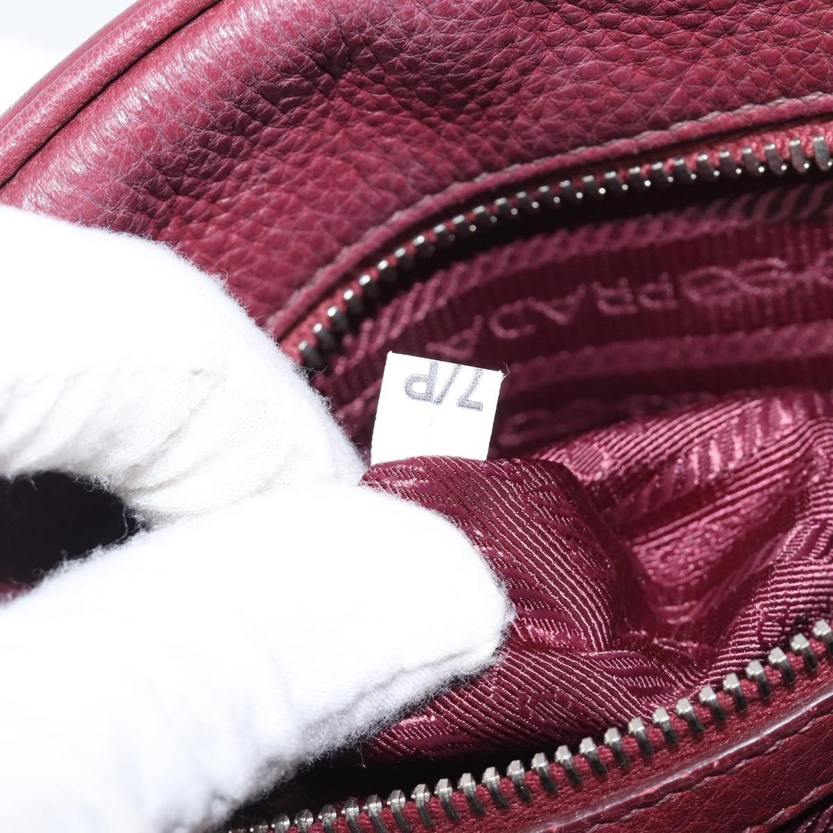 Prada Front Pocket Pushlock Convertible Boston Vitello Daino Burgundy Leather Handbag (Pre-Owned)