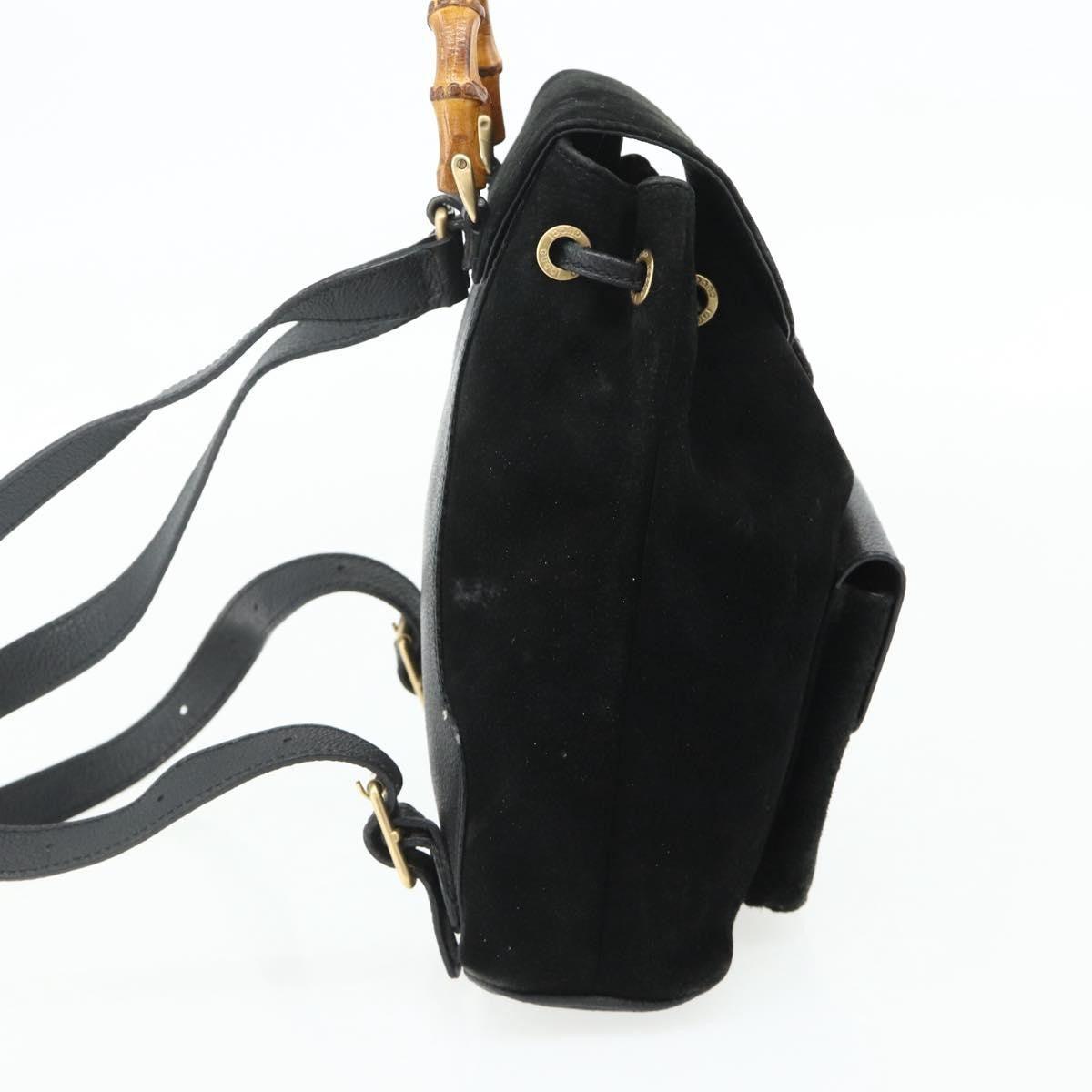 Gucci Gucci Bamboo Daim Black Suede Backpack Bag (Pre-Owned)