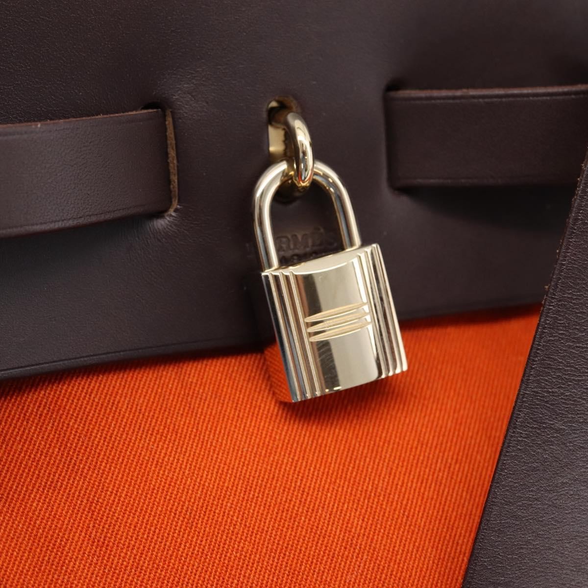 Hermes Herbag A Dos Toile Orange Canvas Backpack Bag (Pre-Owned)