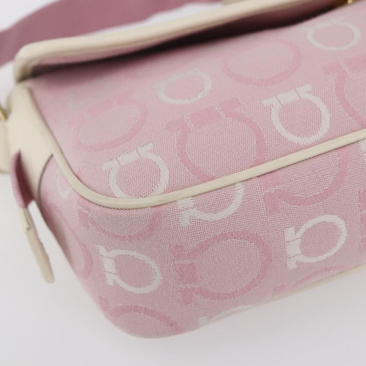 Salvatore Ferragamo Gancini Canvas Pink Canvas Shoulder Bag Bag (Pre-Owned)